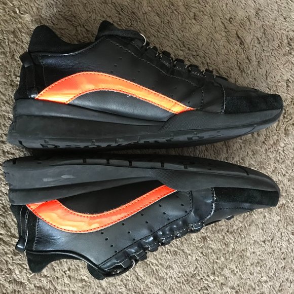 DSQUARED | Shoes | Dsquared Mens Black Orange Trim Sneakers | Poshmark